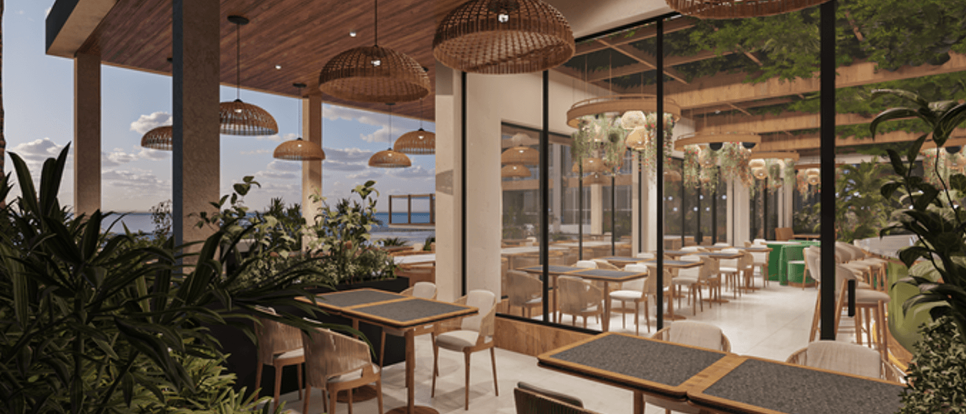 Beachfront restaurant with ocean views